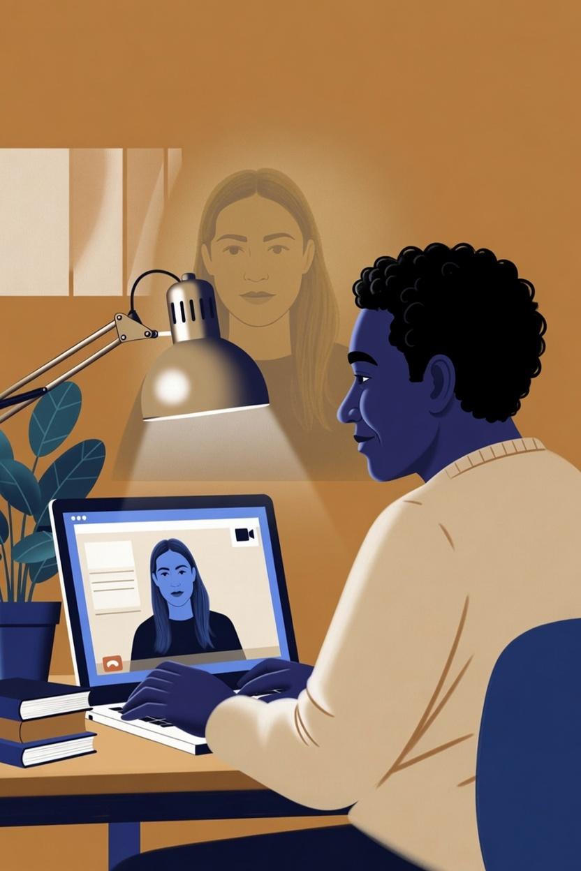 Mentor and student in a video call